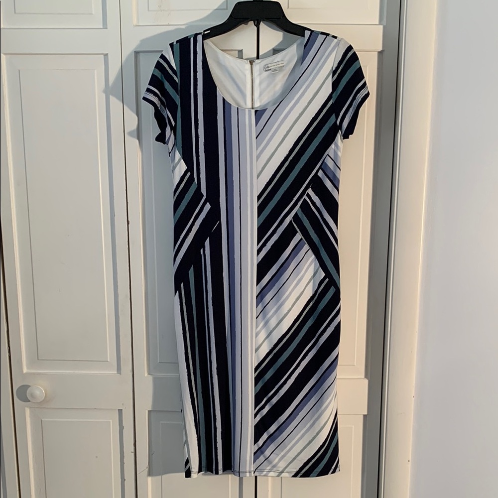 Cato Multi-colored Sheath Dress Scoop Neck Midi EUC - Picture 1 of 10